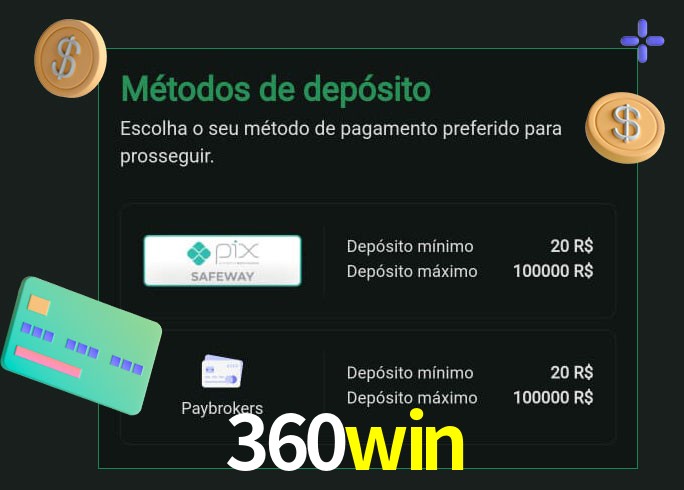 O cassino 360win oferece uma grande variedade de métodos de pagamento